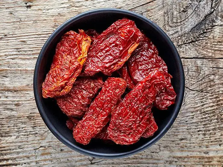 A bowl of sun-dried tomatoes